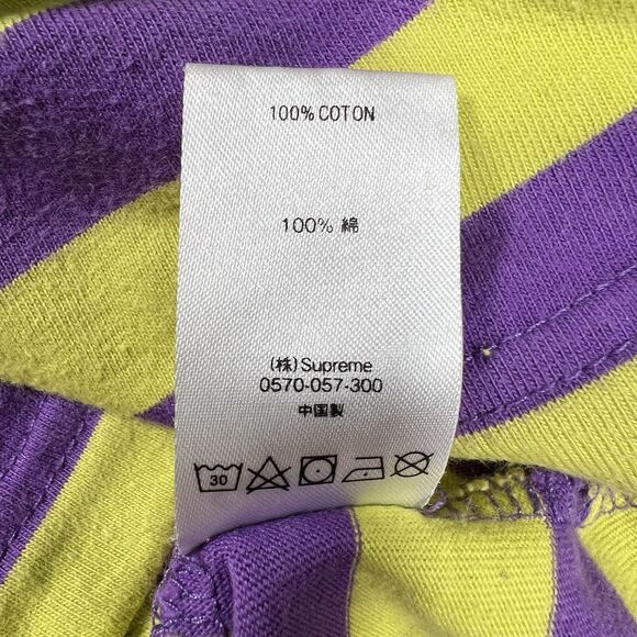 Supreme Striped T Shirt Men’s M Purple Yellow Minimal Logo Streetwear - Picture 6 of 10